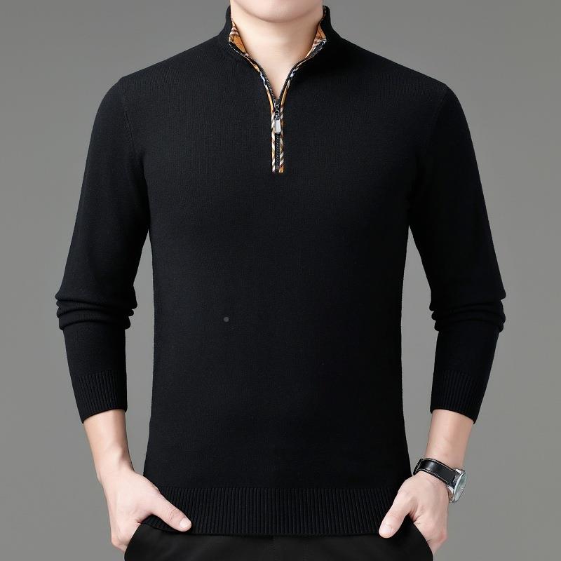 205秋冬装羊2绒衫8112-B+毛中年男士头拉链领休闲套毛衣厚款保暖