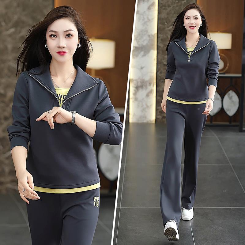 闲运动服套装96640146女春2025秋新款时尚洋半气开衫卫衣显瘦休设