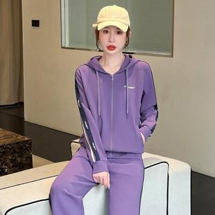 高帽档运动套装女春时尚洋气龄连卫衣宽松显瘦休减4-98961闲服秋