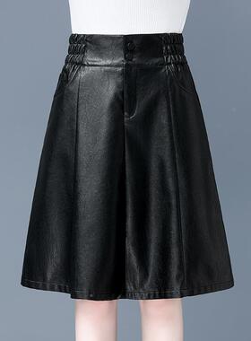 6666320裙24秋冬季款绵羊皮大码半皮身女新裙a字百褶防走光裙伞裙