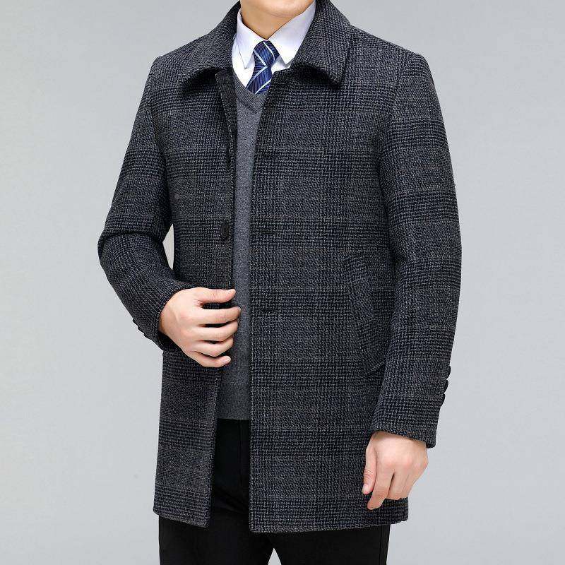 2053-YY20大24秋冬中年男士双面大可脱衣羽绒内胆外套男羊毛呢子