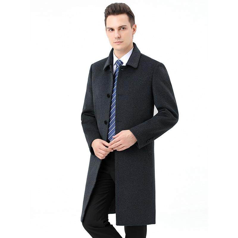 中年档中爸长款双面呢子2818-M大衣男羽绒内高胆外羊毛套爸羊绒厚