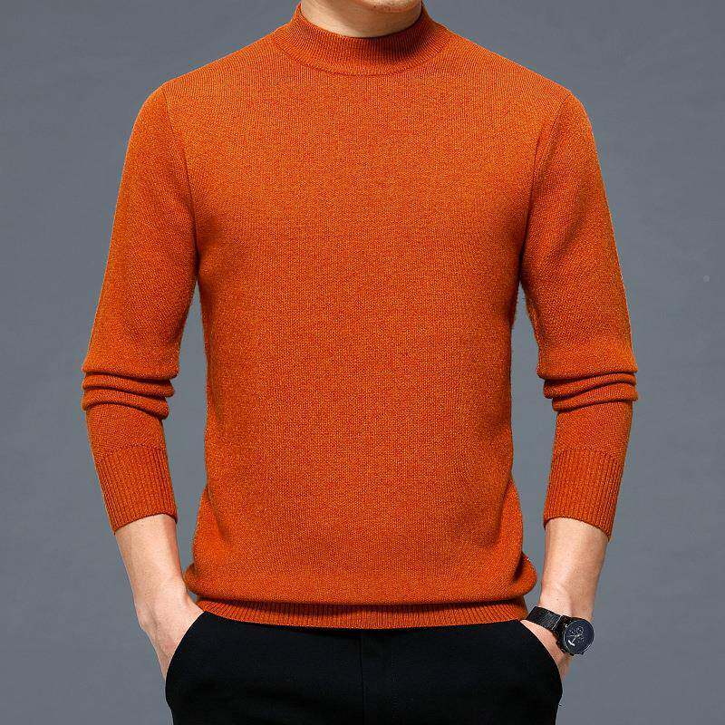 203秋半高纯色长袖中年男士针织衫韩冬602-PI2版爸爸装羊绒打底领