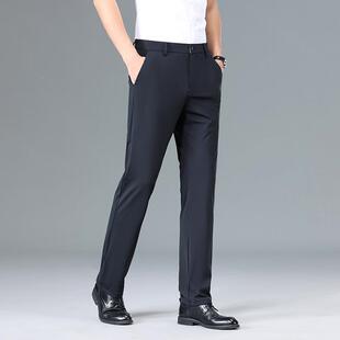 商9879务直筒代免烫季 品牌夏薄款 中年爸装 男式 弹爸力桑蚕丝 休闲裤