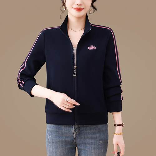 春秋款成年9687079干女运动休闲套装身长袖领湿吸速健训练服饰
