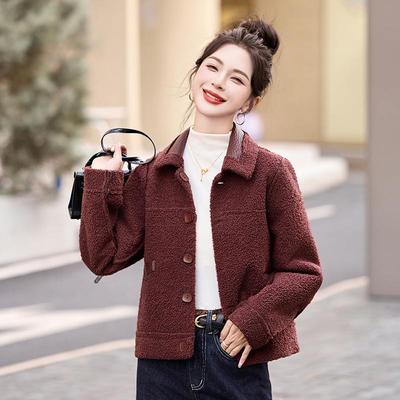 冬秋冬加新款PU皮毛一体短款绒加厚百搭外套衣两面季穿 HM2上8HM2