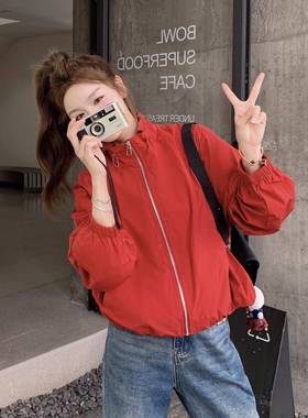 红色立领短冲衣外套女20C266-80025秋锋尚季新款韩版时气质百搭夹
