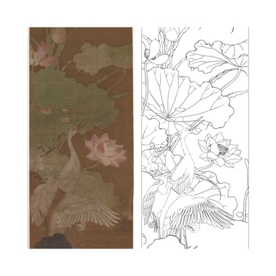 工笔画打印底稿临摹线描素材