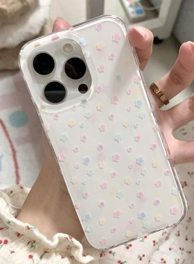 ins满屏彩色星星适用iPhone16/15promax手机壳imd小众苹果14/13/12/11pro高级感pura70小清新华为Mate60/70软