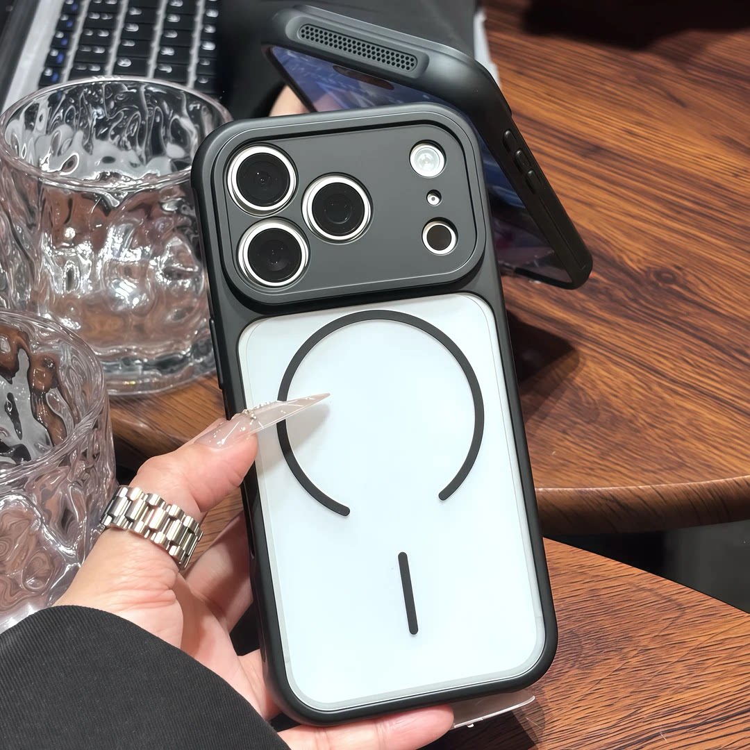 肤感磨砂适用苹果17promax手机壳透气散热iphone16磁吸充电华为Pura80简色小米17镜头软边oppox300防摔保护套