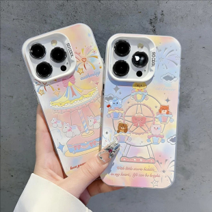 梦幻动物摩天轮旋转木马适用iPhone15/16promax可手机壳爱华为Mate70防摔Pura80pro少女心小米14/15保护套软
