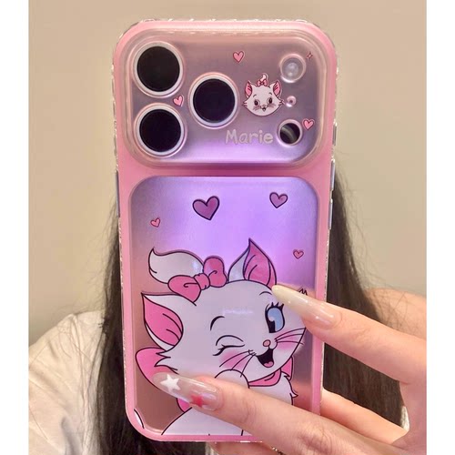 镭射爱心小猫iPhone全包防摔壳