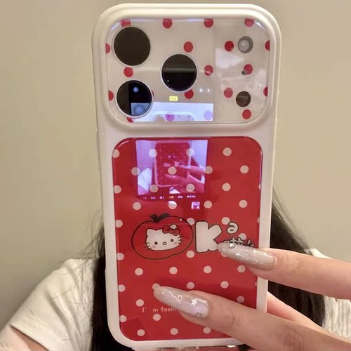 韩系ins波点苹果小猫全包保护套