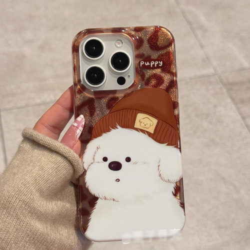 卡通亚克力艺术小狗苹果16手机壳