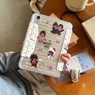 ins爱心小奇Y型三折带笔槽适用iPad12/11磁吸搭扣平板保护套适用iPadPro少女心适用华为Mate新款适用小米8Pro