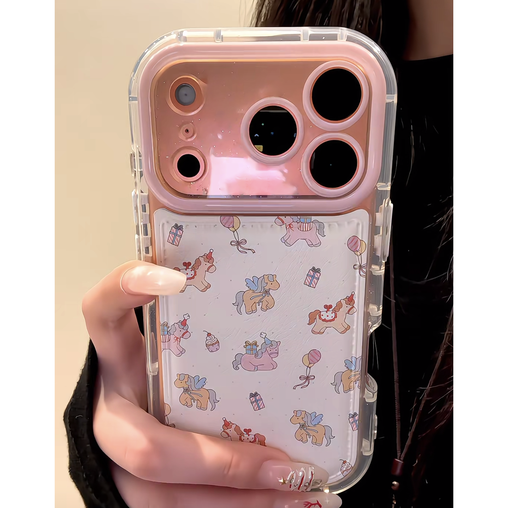 卡通可爱粉底波点小马支架适用苹果17PROMAX手机壳iPhone16PM创意细闪华为Mate80PRO个性Pura80皮质保护套,3C数码配件,手机保护套/壳,淘宝优惠券,粉丝福利购,淘宝优惠卷