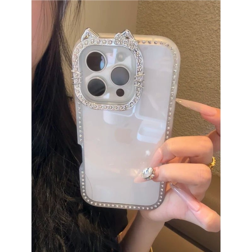 高透闪钻立体猫耳朵手机壳