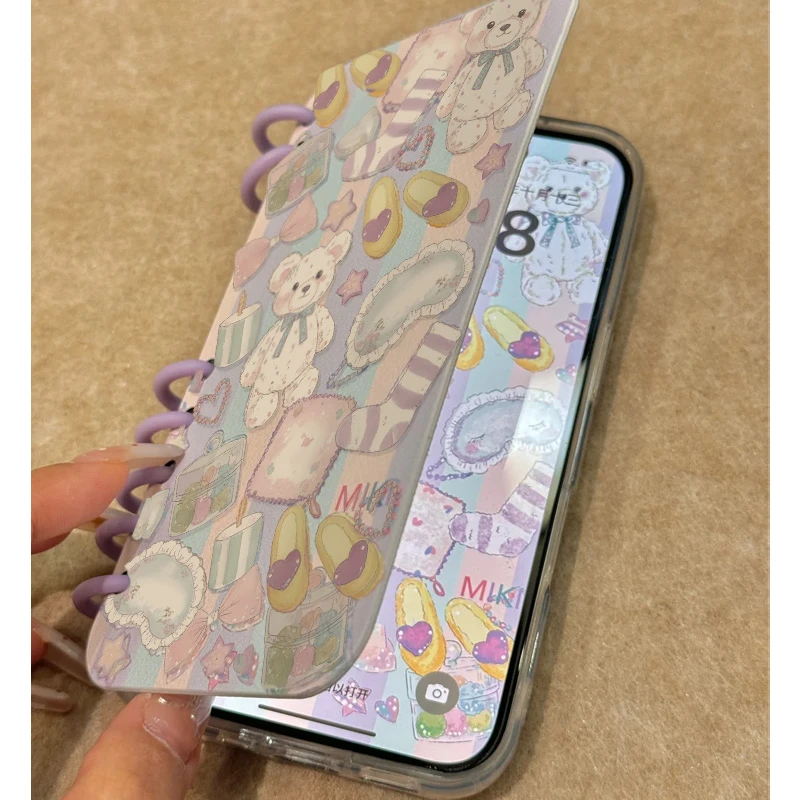 卡通涂鸦油画小熊翻盖笔记本适用iPhone16手机壳多巴胺配色苹果15promax卡通14plus小众13pro防摔12/11保护套,3C数码配件,手机保护套/壳,淘宝优惠券,粉丝福利购,淘宝优惠卷