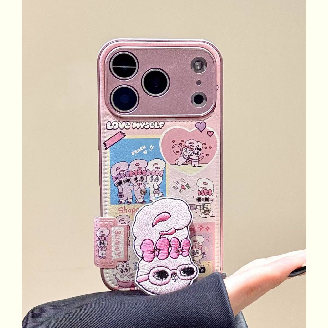 粉色艾丝乐小兔支架手机壳