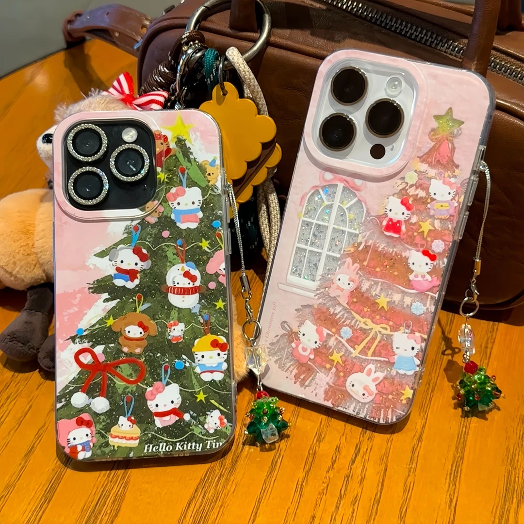 亮晶晶闪粉圣诞树元素适用iPhone16手机壳创意苹果15promax小众不撞壳14plus少女13Pro防摔12高级感11情侣软