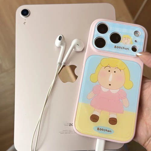 卡通金发小呆磁吸全包苹果壳
