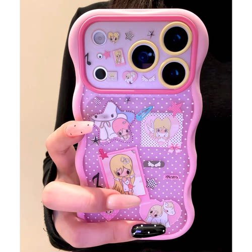 韩系波点波浪边iPhone手机壳全包
