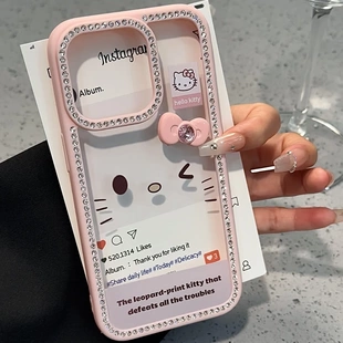 12防摔11保护套软 ins蝴蝶结凯蒂猫闪钻壳适用iPhone16promax创意苹果15plus手机壳简约14Pro轻奢风13网红新款