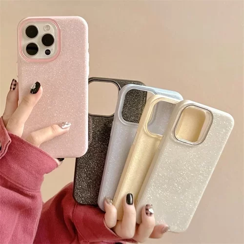 IPhone17纯色果冻闪粉手机壳