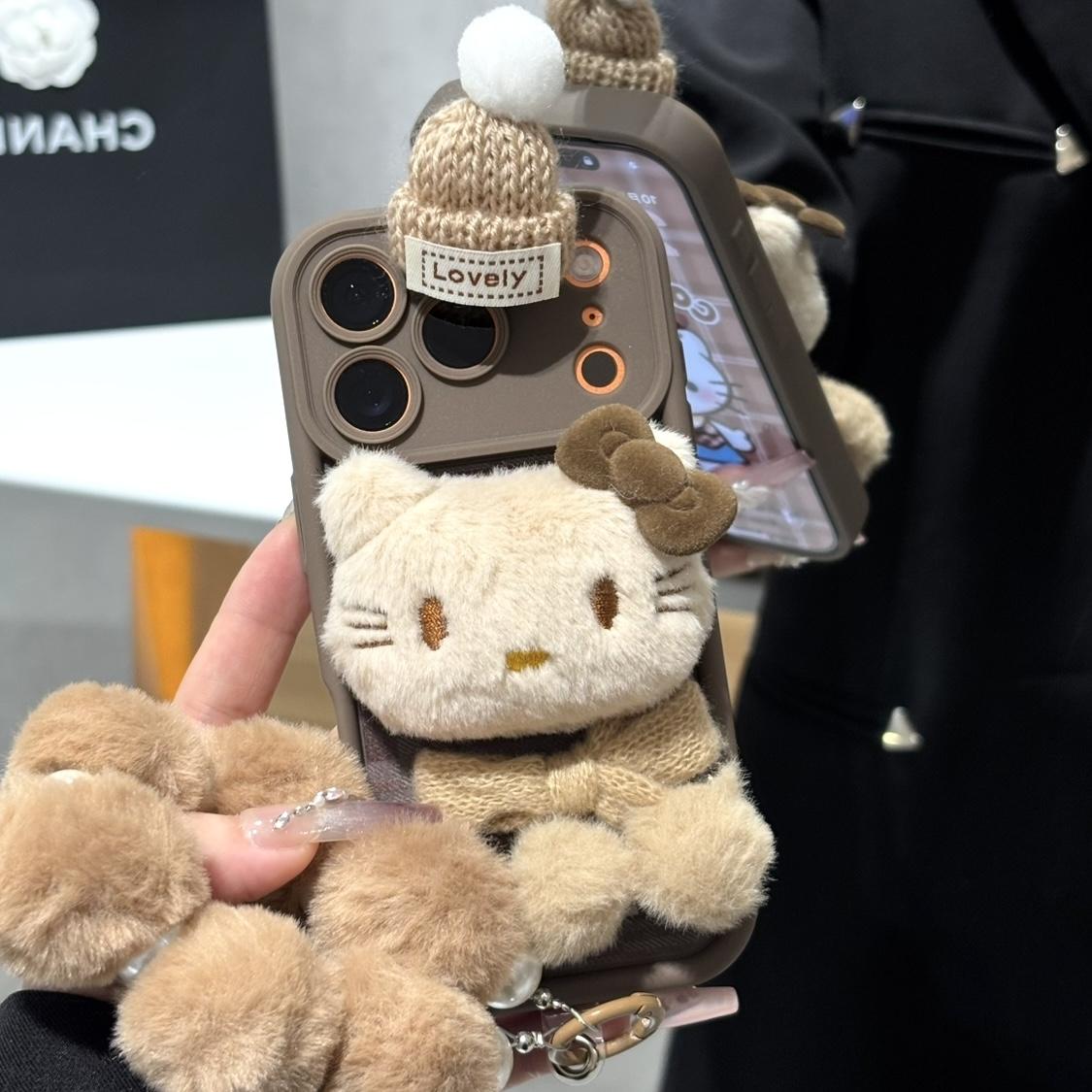 苹果17/16凯蒂猫毛球挂绳ins风