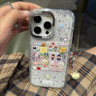 适用iPhone17 16promax手机壳高级感闪钻苹果15plus卡通ins拓麻歌子14Pro简约13创意12防摔11软壳大孔保护套