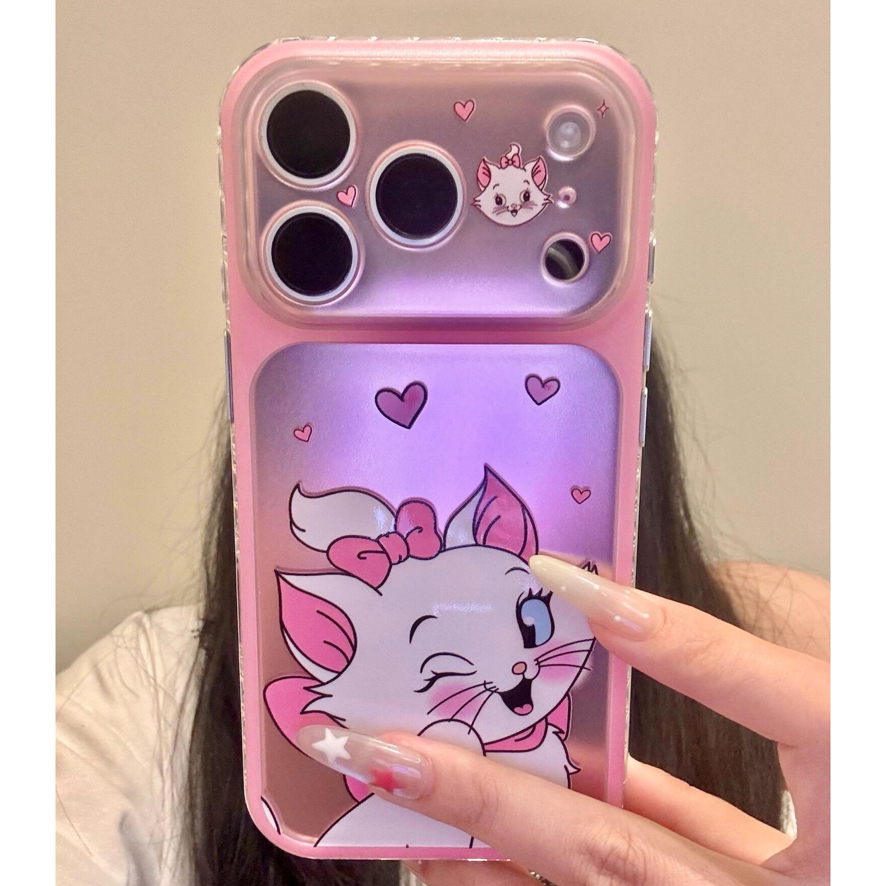 韩系ins镭射爱心小猫适用苹果17promax手机壳适用iphone17新款适用iPhone16少女心高级感适用16pro简约手机套