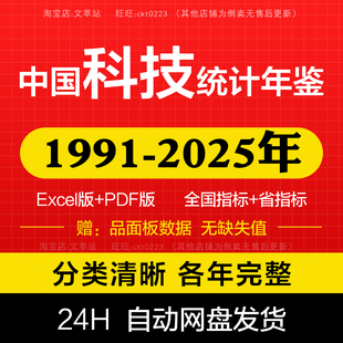 【更新2025】中国科技统计年鉴2025-1991 EXCEL电子版PDF面板数据