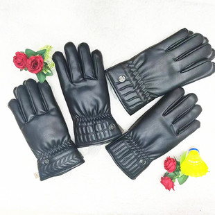 成人保暖手套滑雪防水防风男PU皮质手套运动户外骑行触屏