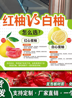 柚子挑选提示kt板商超水果店装饰宣传广告牌拱形发泡板现货可定制