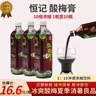 恒记酸梅膏乌梅汤膏浓缩汁古法熬制家用冲调酸梅汁饮料12瓶装 商用