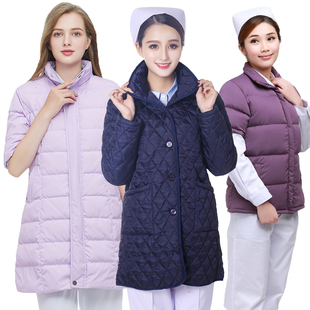 医生急诊棉服护士值夜班羽绒服长款护士棉衣值班导诊服内胆外出服