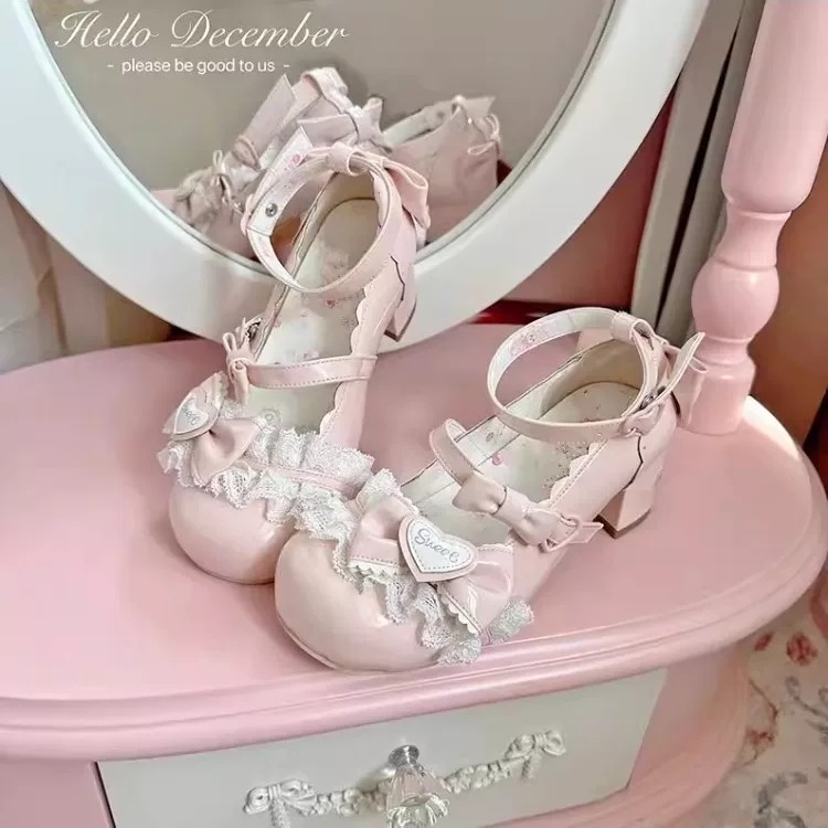 玛丽珍鞋宫廷风甜美可爱洛丽塔鞋子Lolita鞋低跟小皮鞋少女公主鞋