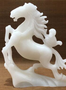 天然玉石摆件马上封侯雕刻办公室家居客厅开业送礼工艺品招财镇宅