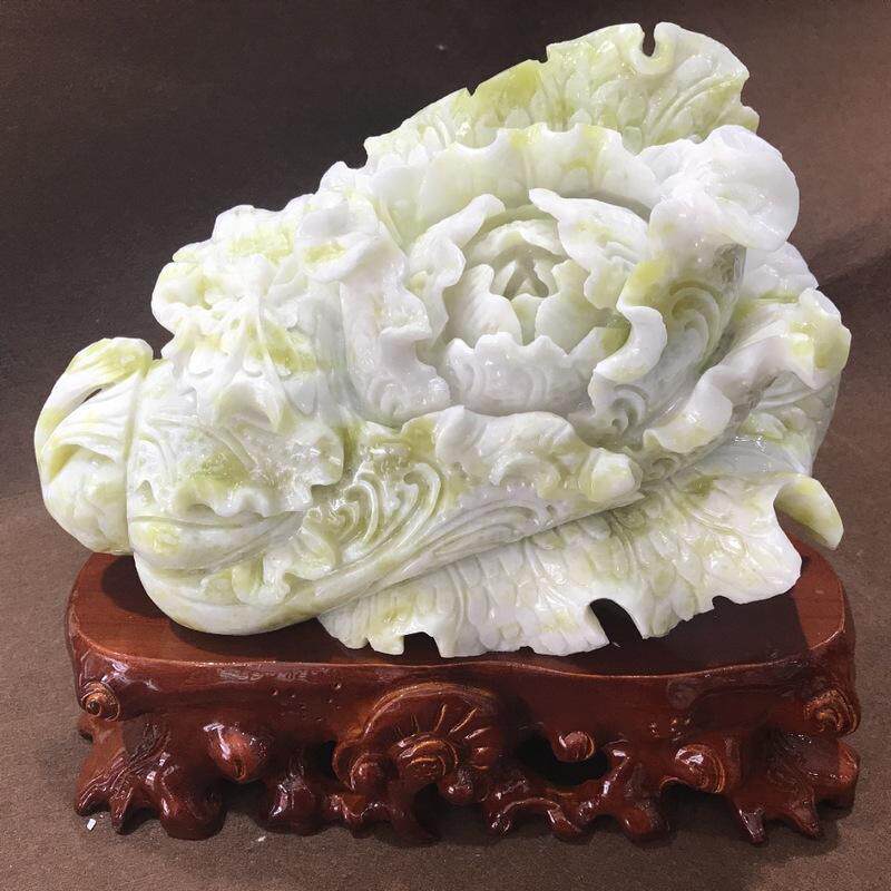 百财俱来蓝田玉白菜摆件