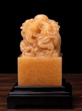 天然玉石九龙玉玺九龙大印章财印官印玄关宅运摆件办公室桌礼品