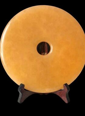 米黄玉平安扣摆件家居客厅玄关