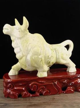 天然玉石生肖牛玉摆件客厅玄关办公室装饰品风水店铺开业乔迁礼品