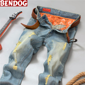 复古男士 乞丐长裤 磨烂破洞牛仔裤 潮青年直筒休闲男装 子 韩版 春秋款