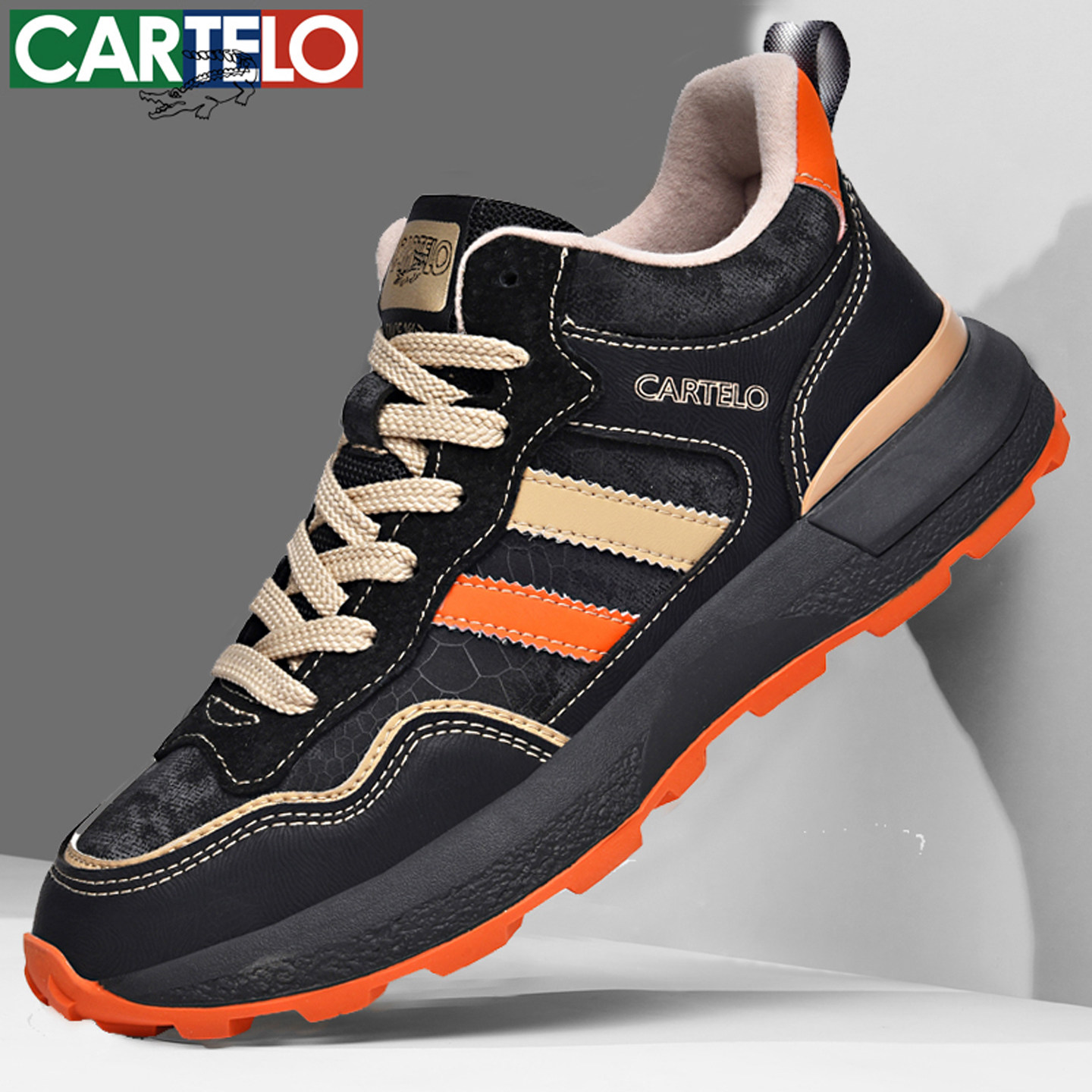 卡帝乐鳄鱼男鞋冬季厚底运动休闲鞋子耐磨阿甘鞋男士波鞋旅游皮鞋