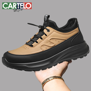 卡帝乐鳄鱼男鞋商务休闲皮鞋新款秋冬季厚底中年爸爸运动通勤鞋子