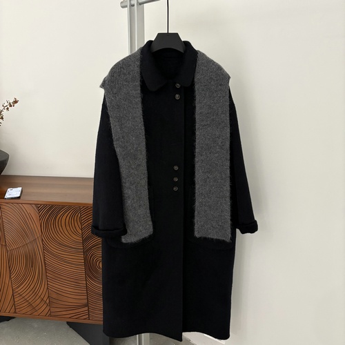 单排扣保暖百搭长款羊毛大衣女