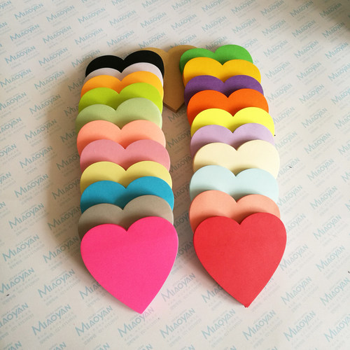 贴纸爱心心形荧光色记事贴妙延