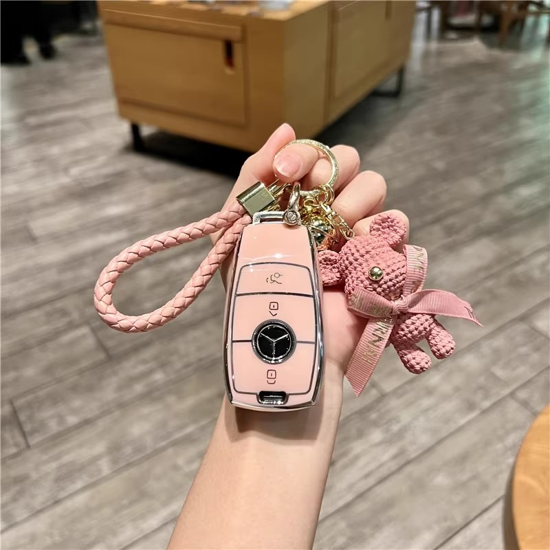 适用奔驰gla200钥匙套gle350壳扣gls450车内装饰用品改装b200汽车