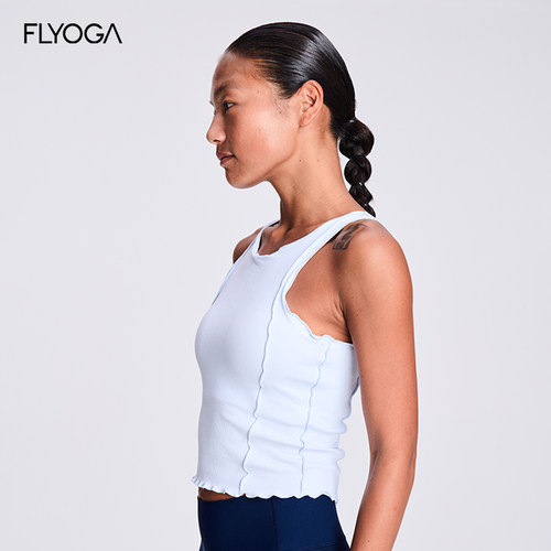 FLYOGA飞蓝瑜伽服带胸垫修身夏季健身服普拉提上衣花边运动背心女