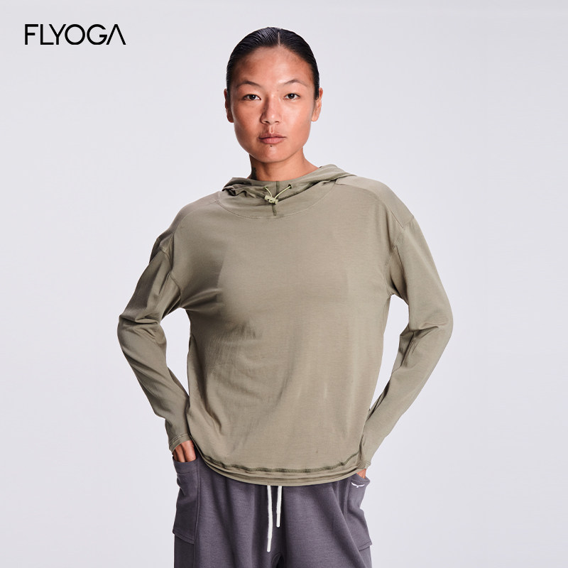 FLYOGA飞蓝长袖连帽衫瑜伽服运动上衣亲肤舒适透气显瘦53534
